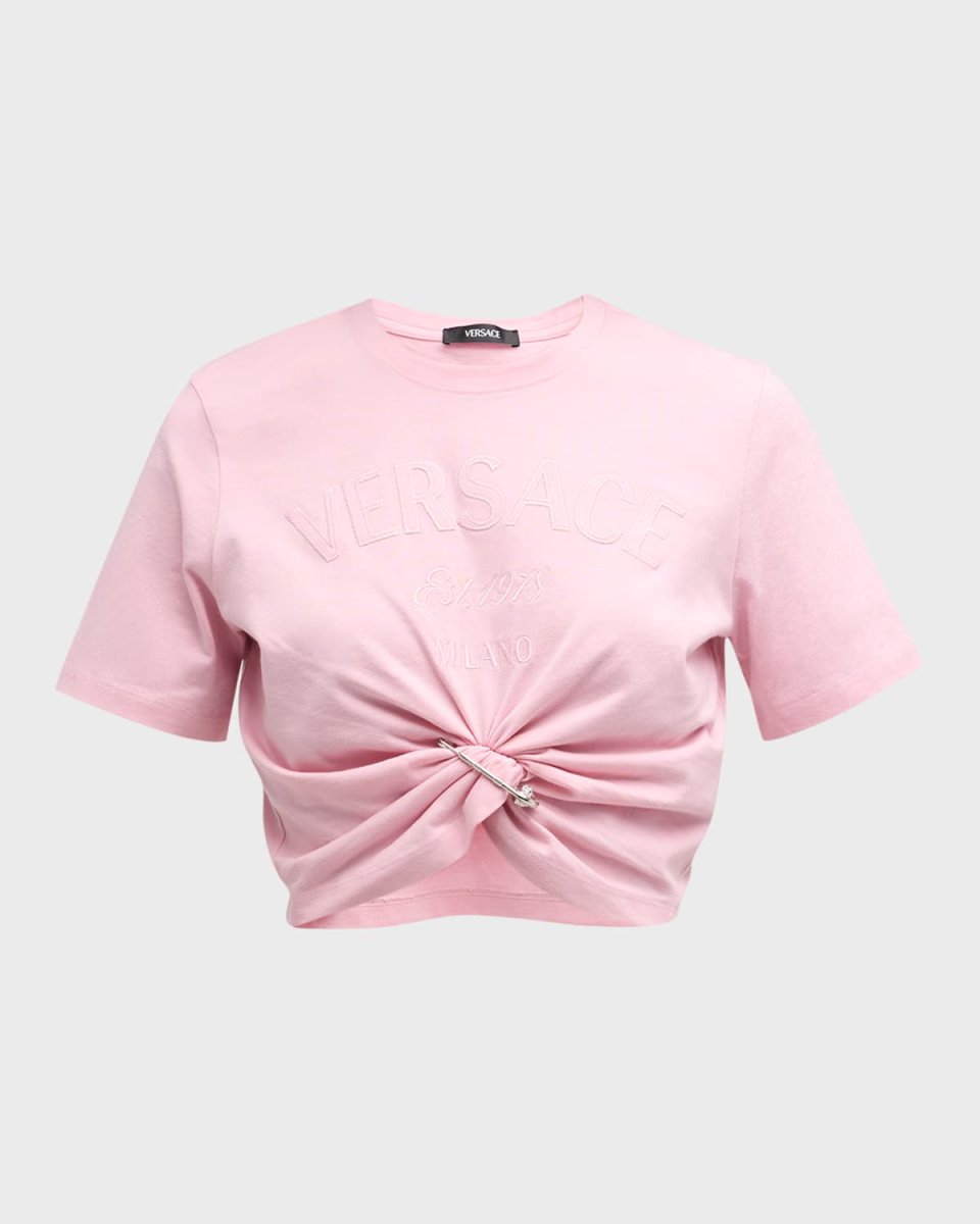 Twist-Hem Cropped Logo T-Shirt